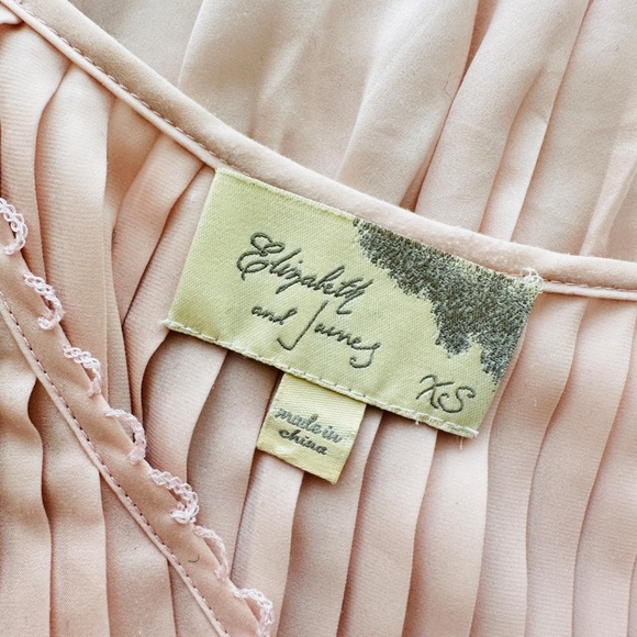 Elizabeth and James | Pale Pink Peplum pleated blouse vintage sz XS - Picture 14 of 16